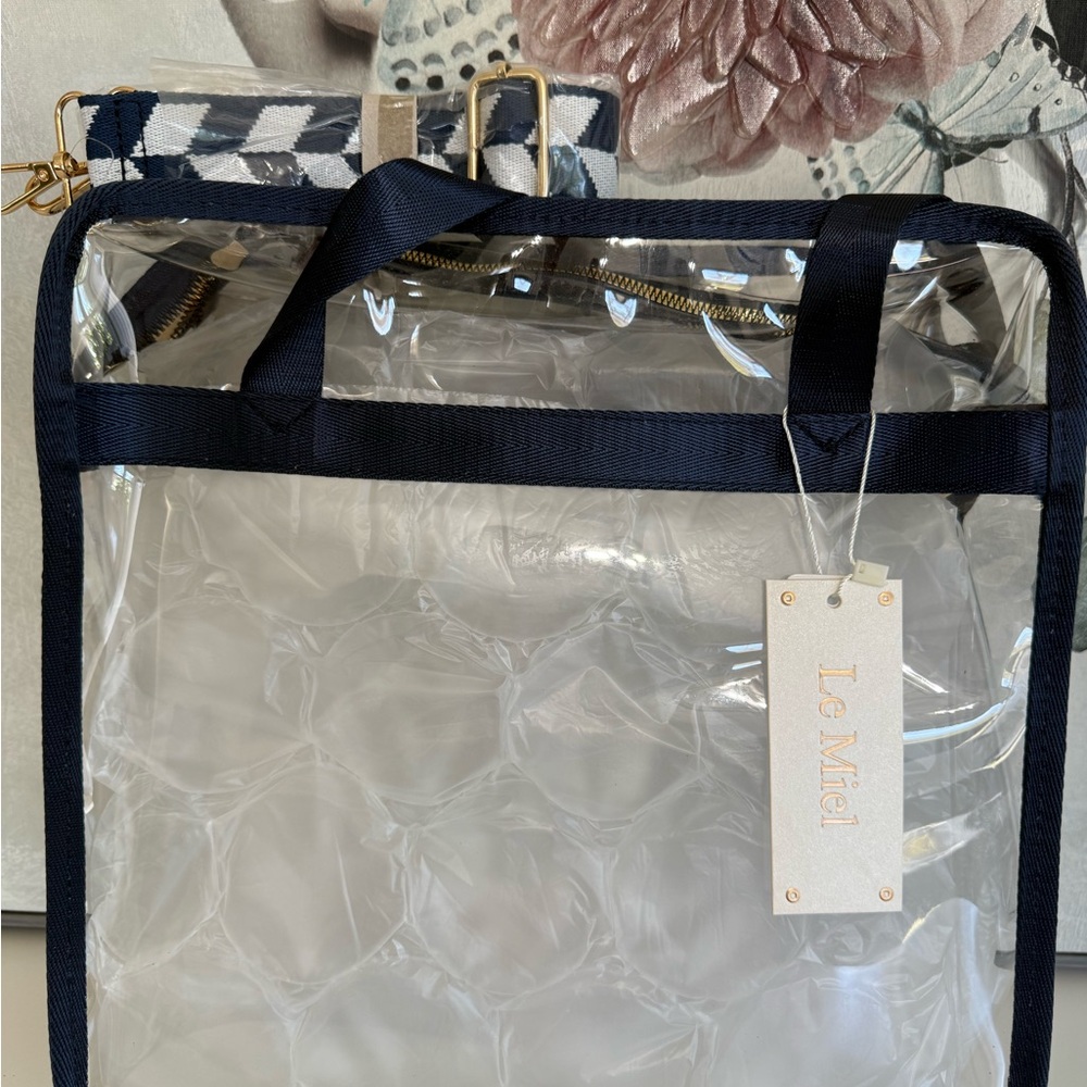 Le Miel Clear Navy-Trim Tote Bag